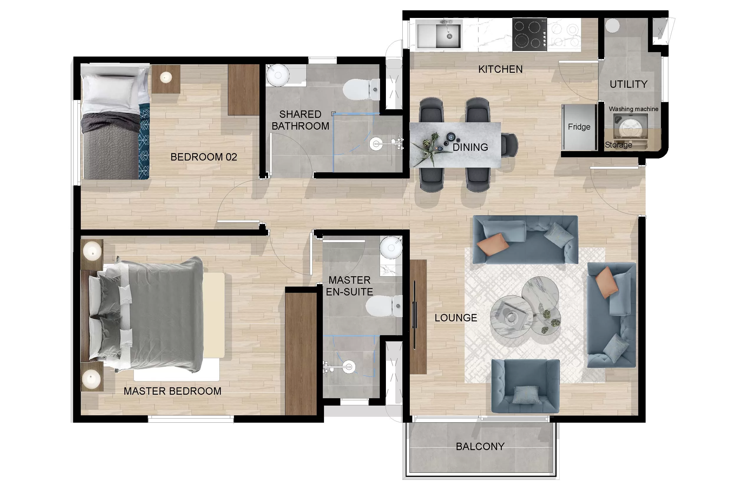 Unity Parkside 2-bedroom alternate floor plan