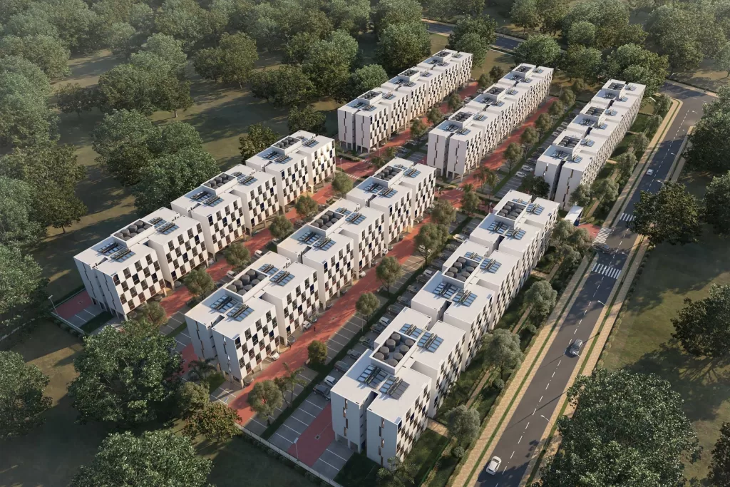 Unity One site plan showing Row A, Row B, and the final Row C beside the wildlife sanctuary